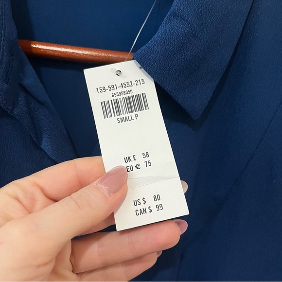 Abercrombie & Fitch Long Sleeve Blue Buttondown Shirt Dress NWT Navy Small P - Picture 6 of 8